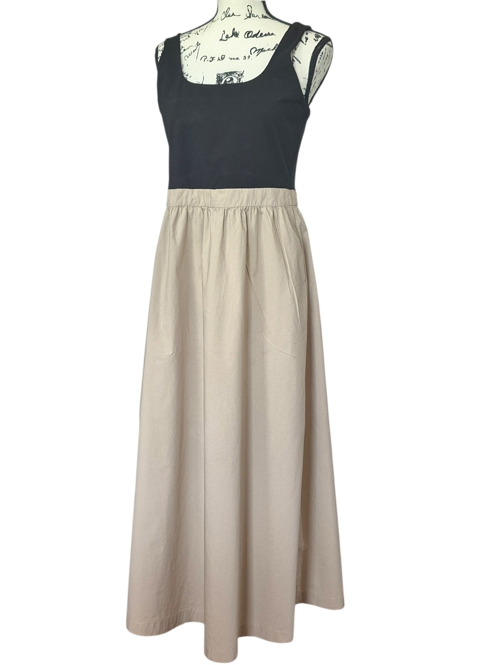 Cynthia Rowley Cotton Maxi Dress L Colorblock Pockets Square Neck Coastal Chic - Picture 2 of 6